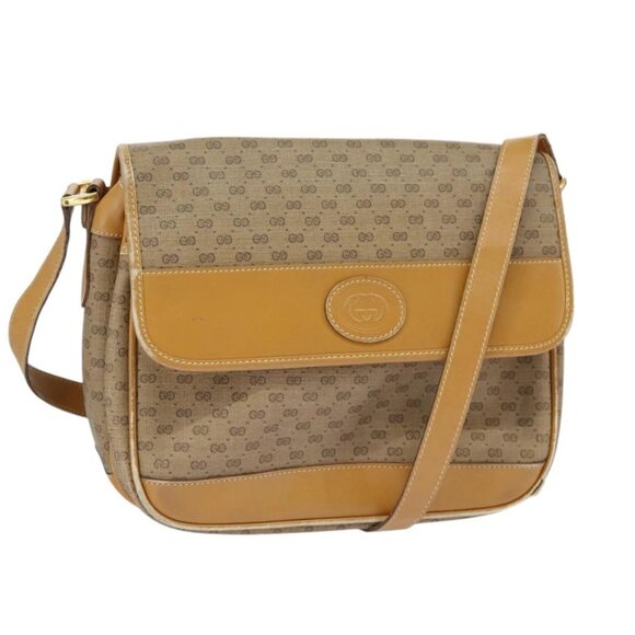 GUCCI Micro GG Supreme Shoulder Bag PVC Beige Gold - Picture 1 of 16